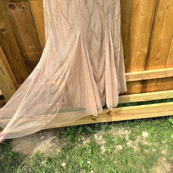 Roman's Sparkling Champagne Sleeveless Cocktail Dress With Gorgeous Beading - Picture 4 of 14